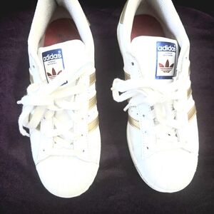 Adidas White and Gold Sneakers